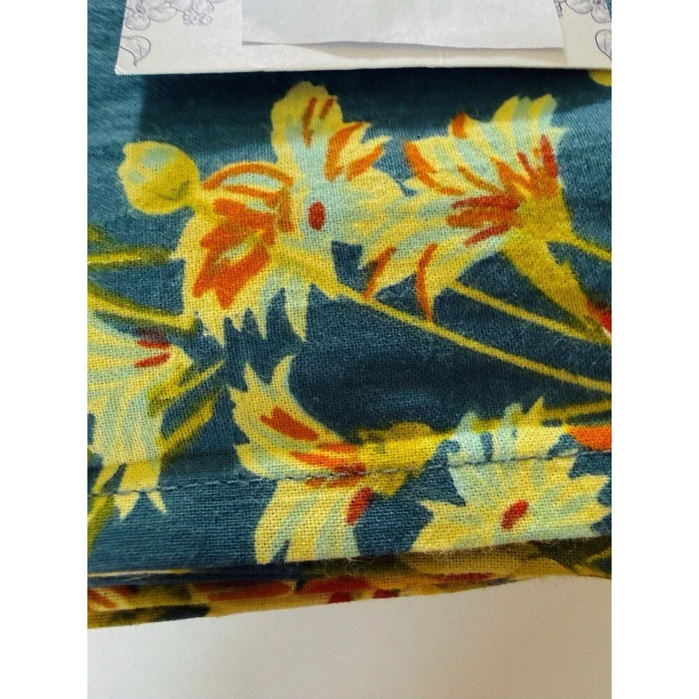 April Cornell MARGUERITE Blue Yellow Floral Cotton Napkins 16x16